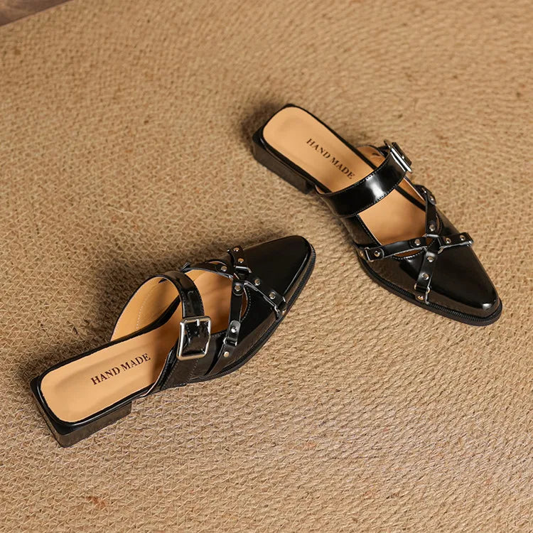 Womens Slingback Shoes Genuine Leather