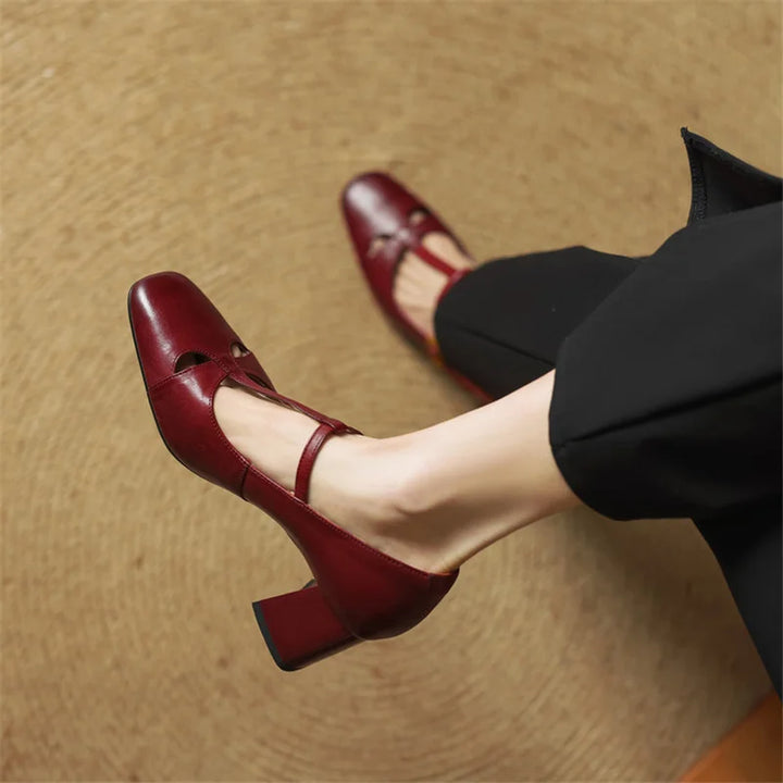 Womens Genuine Leather Heels Classic Fit