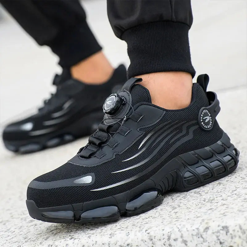Mens Safety Shoes Steel Toe Rotating Buckle Closure