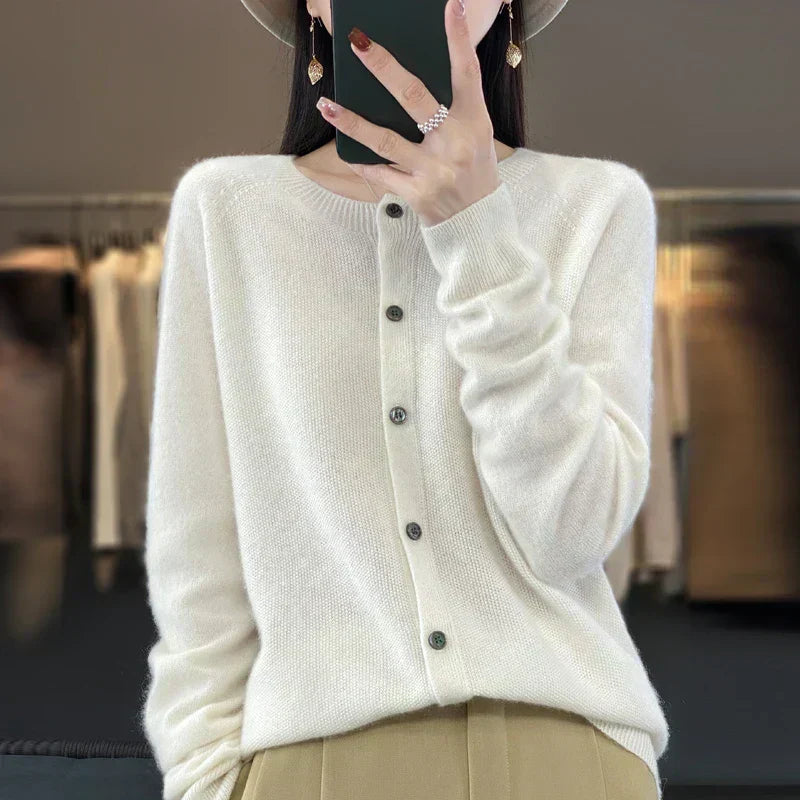 Womens Wool Cardigan Sweater Soft Open Front
