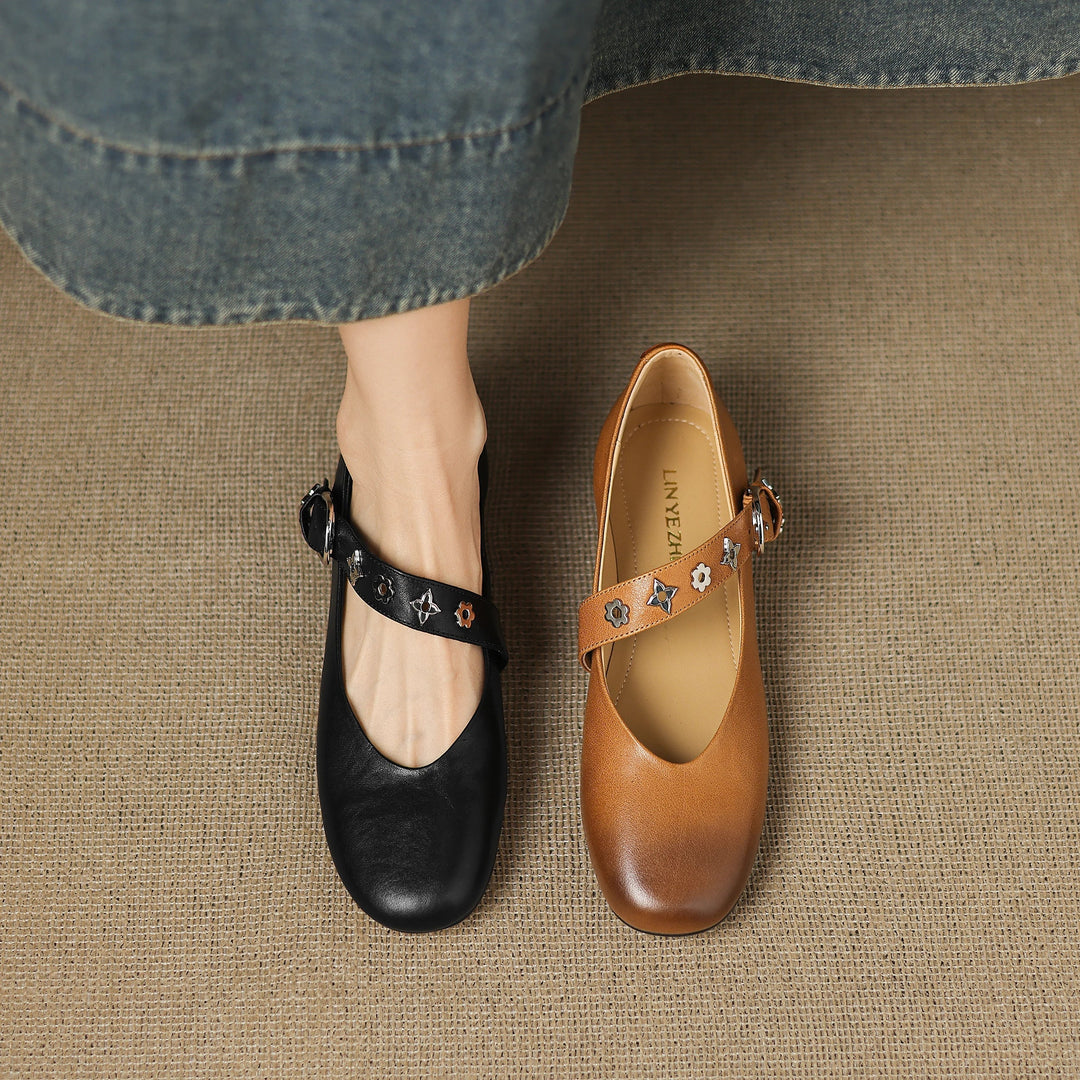 Womens Flats Genuine Leather Slip-On