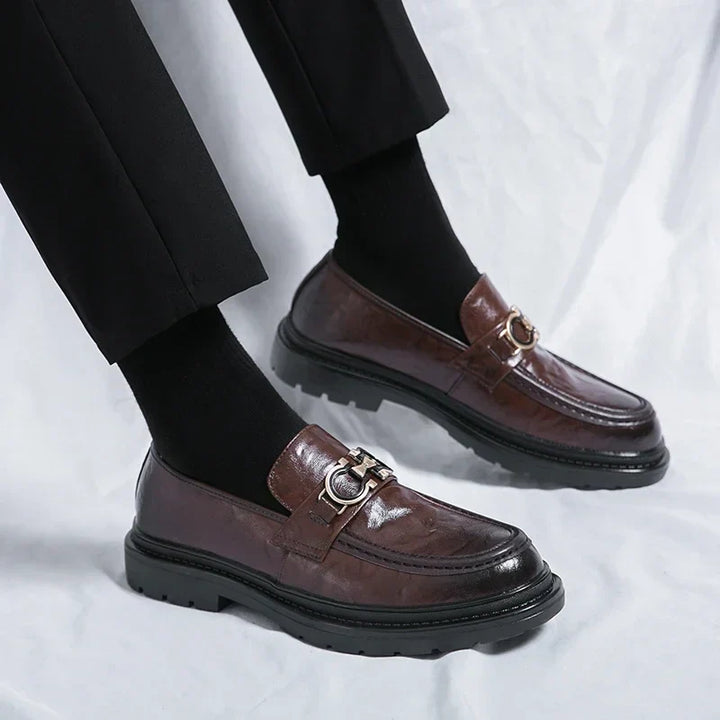 Mens Leather Loafers Slip-On Classic Fit