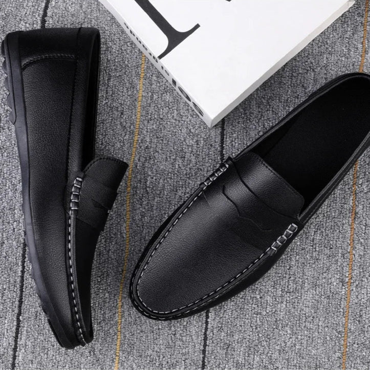 Mens Penny Loafers Leather Slip-On