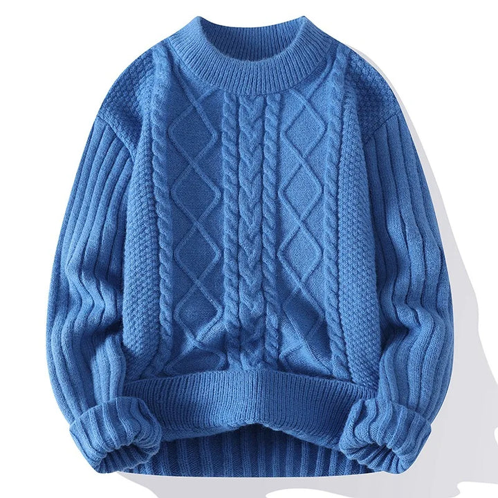 Mens Crew Neck Sweater Classic Pattern Knit - BritishMode