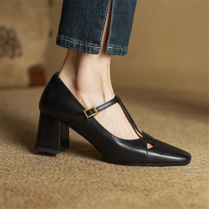 Womens Genuine Leather Heels Classic Fit
