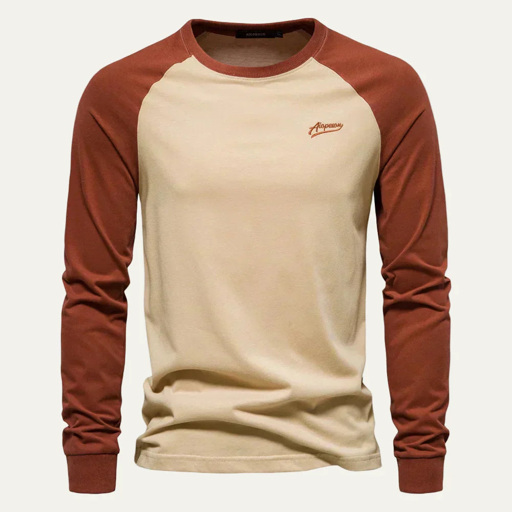Mens Long Sleeve Raglan Tee Cotton Casual Fit