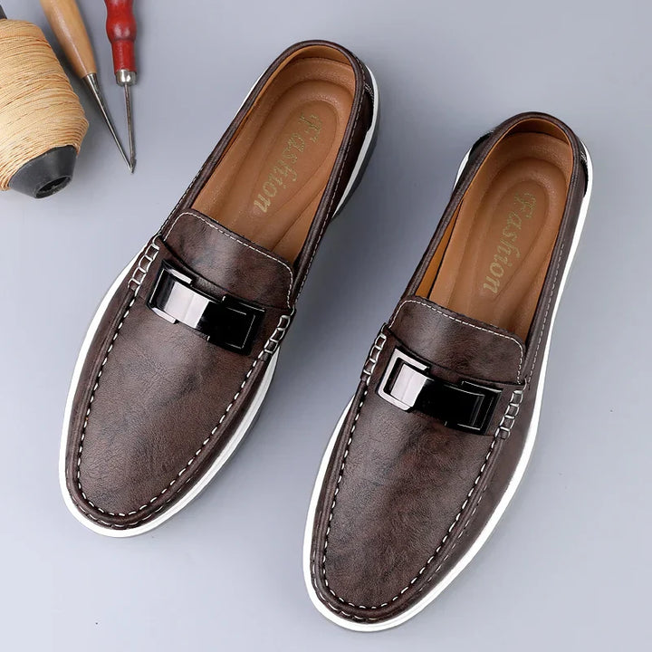 Mens Loafers Genuine Leather Slip-On