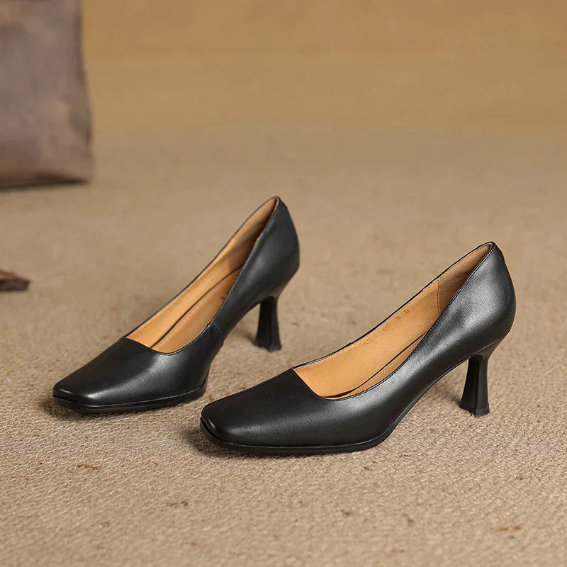 Womens Genuine Leather Heels Classic Fit
