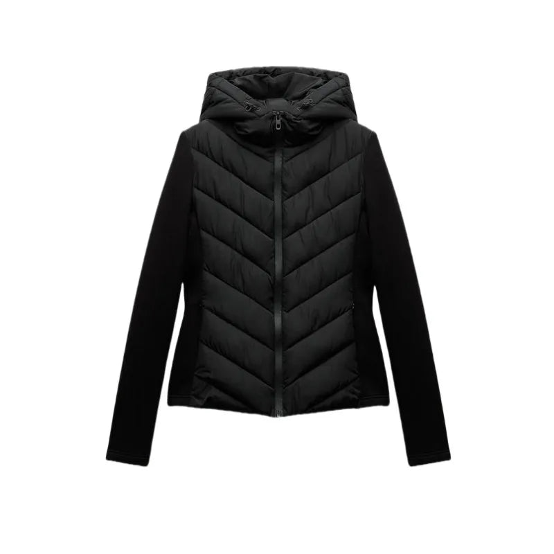Womens Quilted Cotton Coat Hooded High Collar