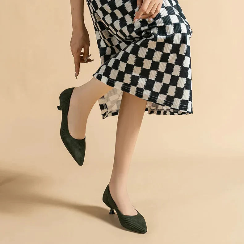 Womens Kitten Heel Pumps Classic Fit