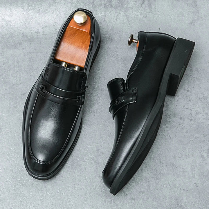 Mens Leather Loafers Slip-On Classic Fit
