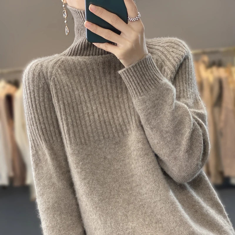Womens Wool Crew Neck Sweater Soft Fit