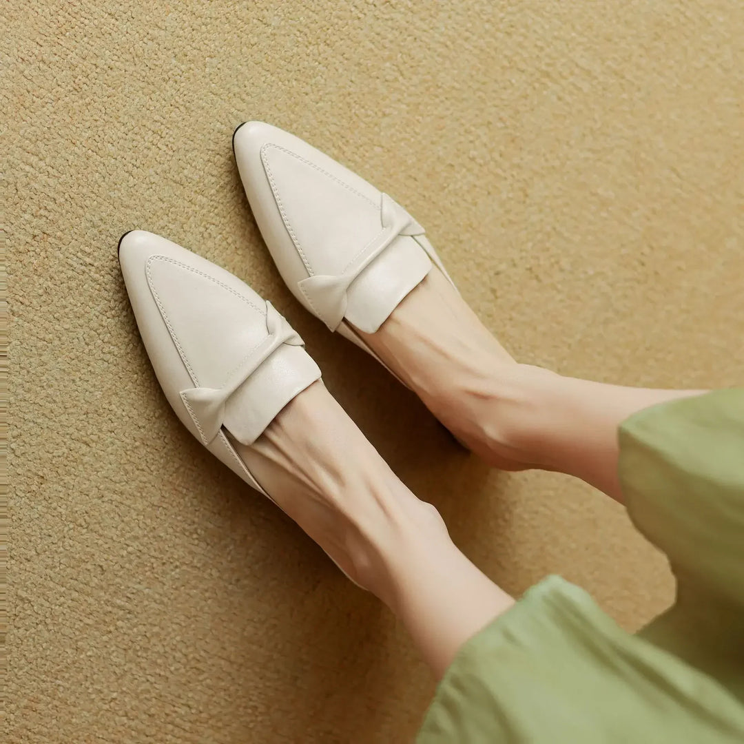 Womens Leather Mules Genuine Material Slip-On