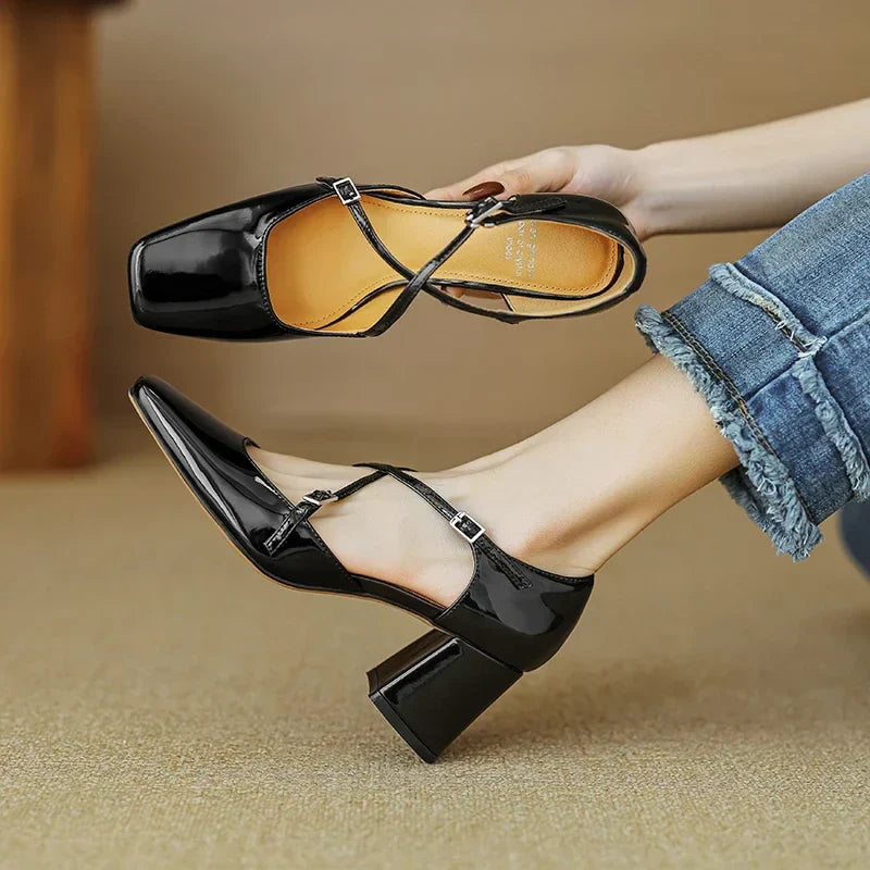 Womens Genuine Leather Heels Classic Fit