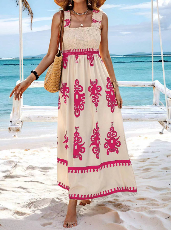 Womens Maxi Dress Floral Pattern Soft Fabric