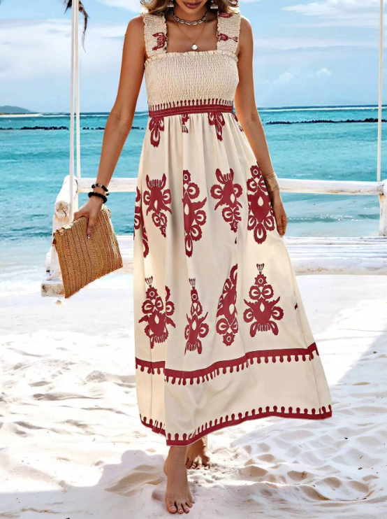 Womens Maxi Dress Floral Pattern Soft Fabric