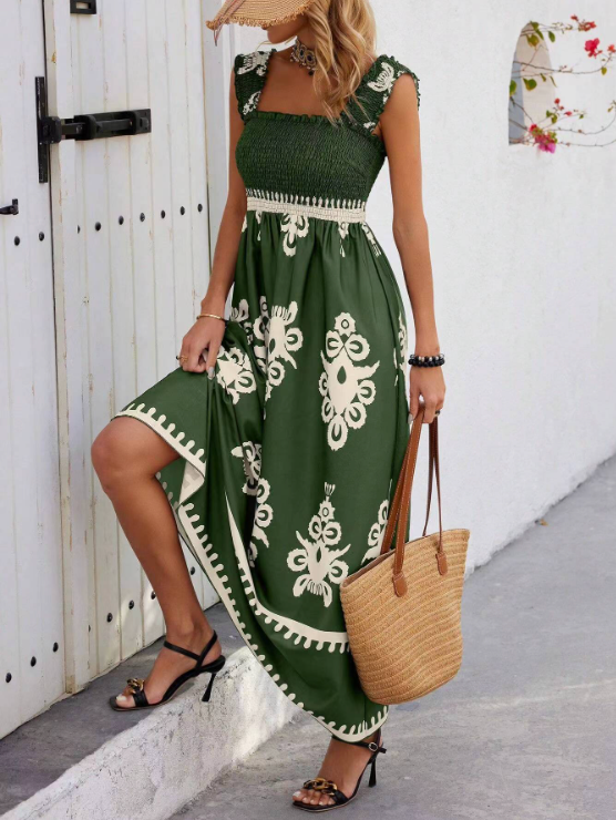Womens Maxi Dress Floral Pattern Soft Fabric