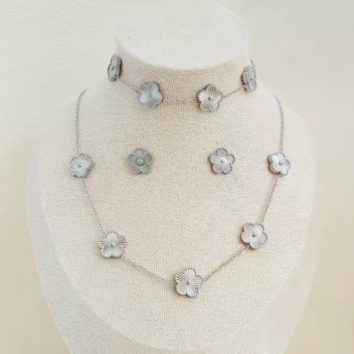 Womens Jewelry Set with Clover Pendant Gift Ready