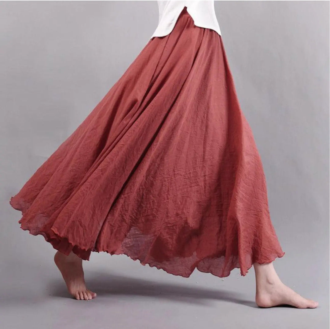 Womens Cotton Skirt with Elastic Waistband Relaxed Fit