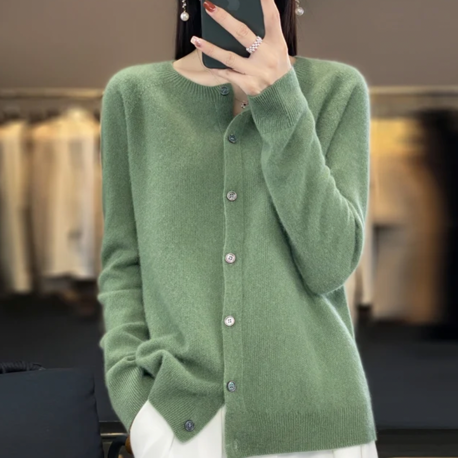 Womens Merino Wool Cardigan Classic Fit - BritishMode