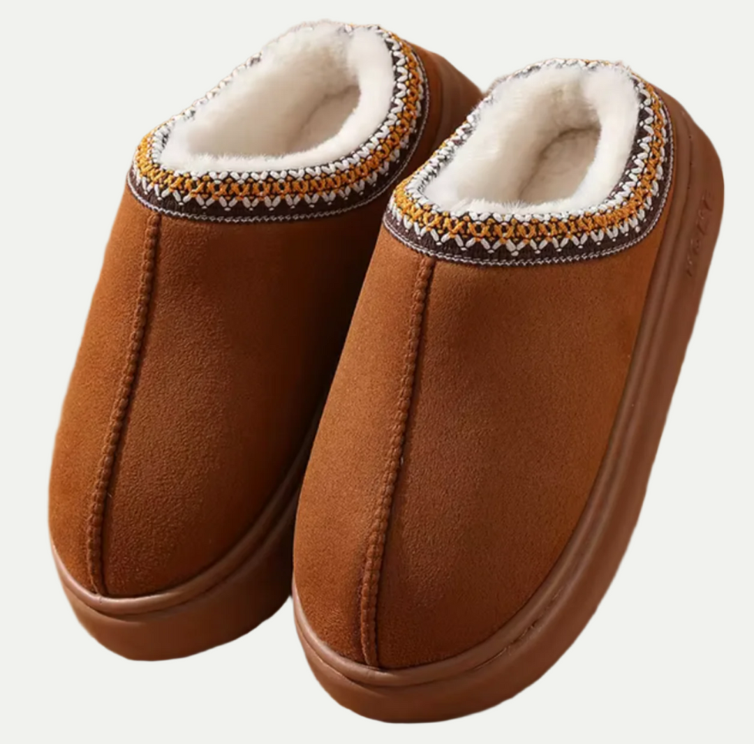 Unisex Indoor Slippers with Embroidered Trim All-Season Comfort - BritishMode