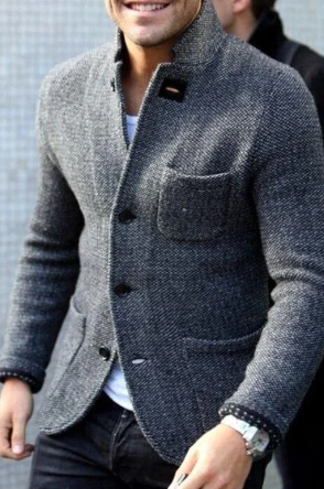 Mens Casual Button Jacket Relaxed Fit - BritishMode
