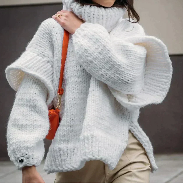 Womens Oversized Turtleneck Sweater Cozy Knit