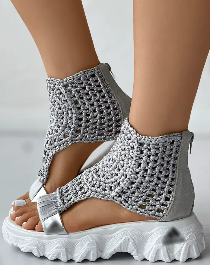 Womens Knit Wedge Sandals Slip-On Style