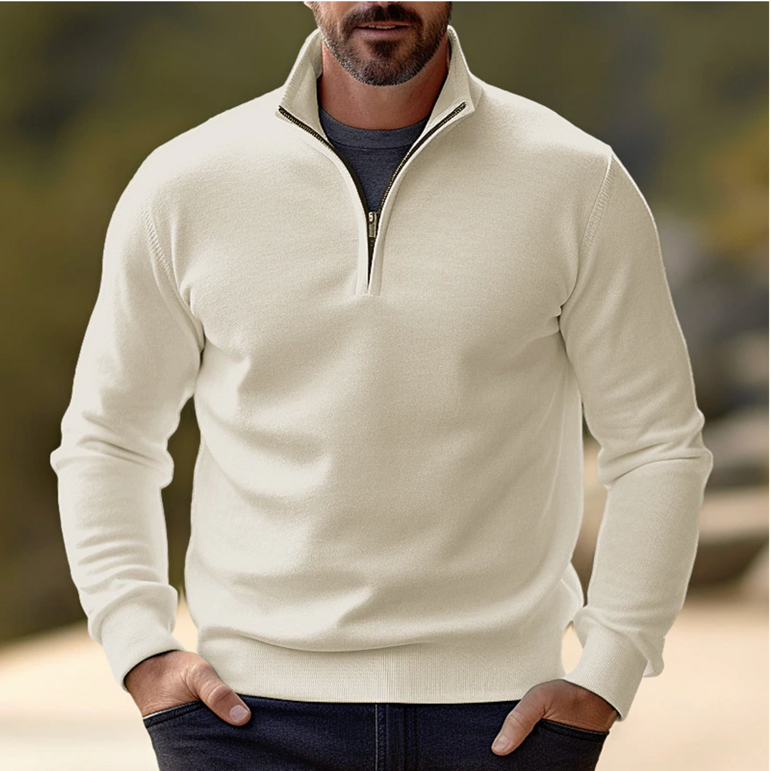 Mens Casual Half-Zip Sweater Knit Pullover