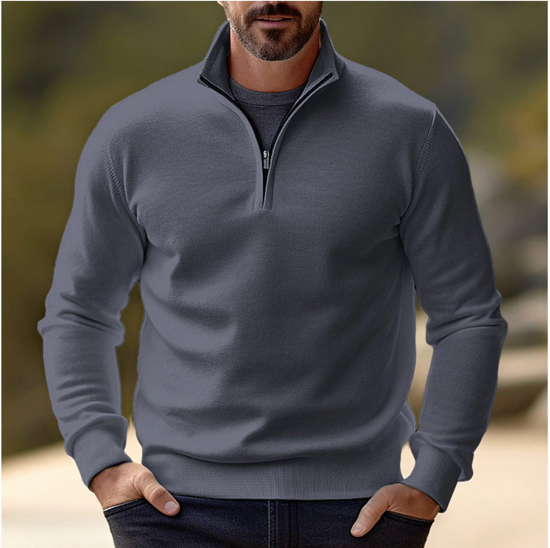 Mens Casual Half-Zip Sweater Knit Pullover