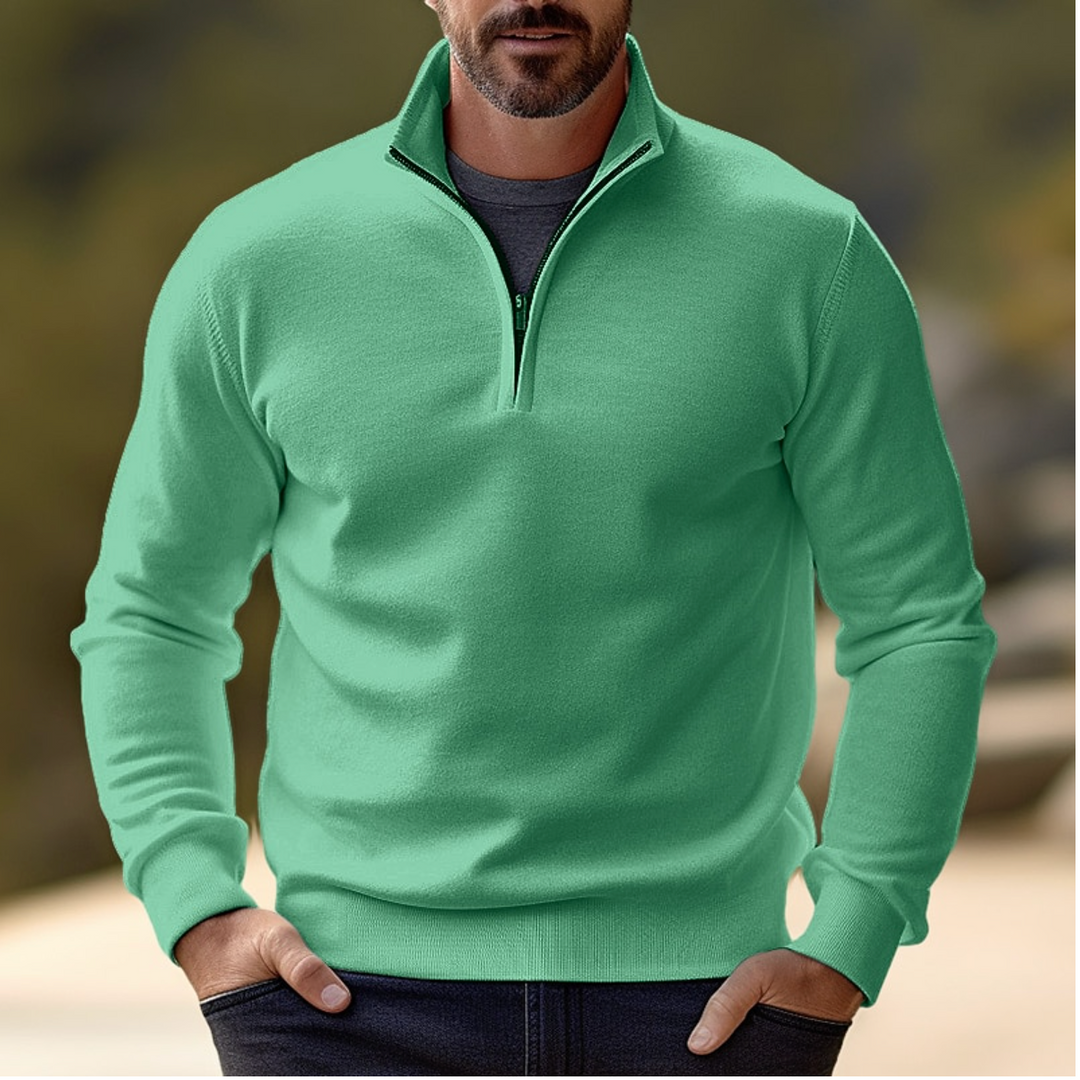 Mens Casual Half-Zip Sweater Knit Pullover