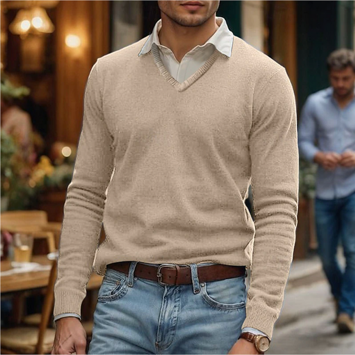 Mens V-Neck Sweater Knit Regular Fit - BritishMode