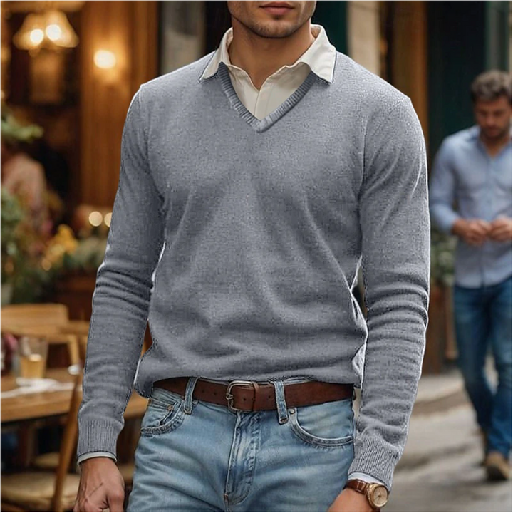 Mens V-Neck Sweater Knit Regular Fit