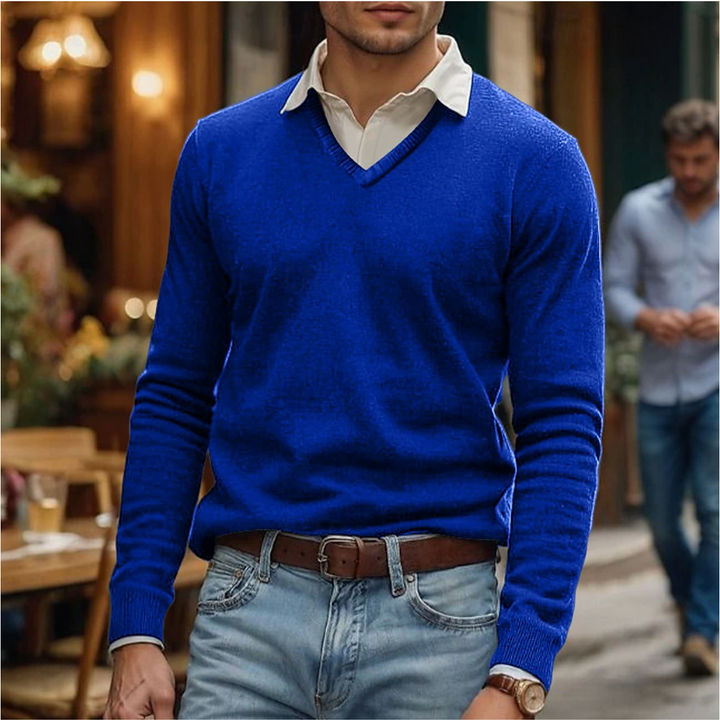 Mens V-Neck Sweater Knit Regular Fit