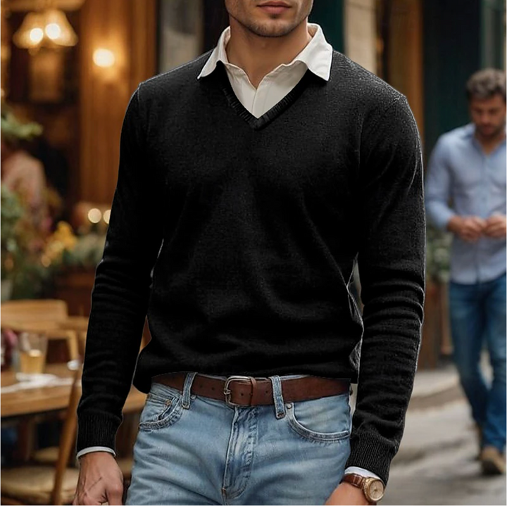 Mens V-Neck Sweater Knit Regular Fit