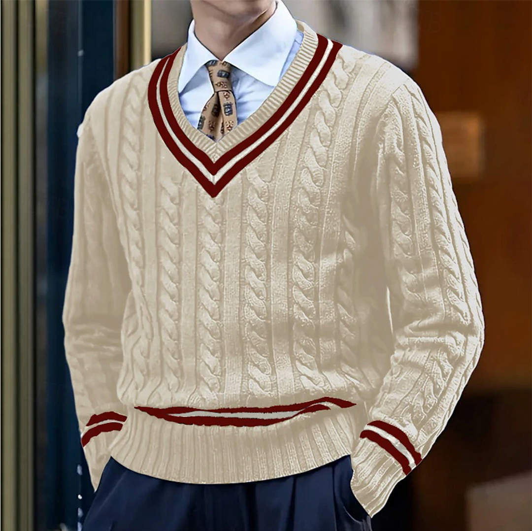 Mens V-Neck Sweater Stylish Knit - BritishMode