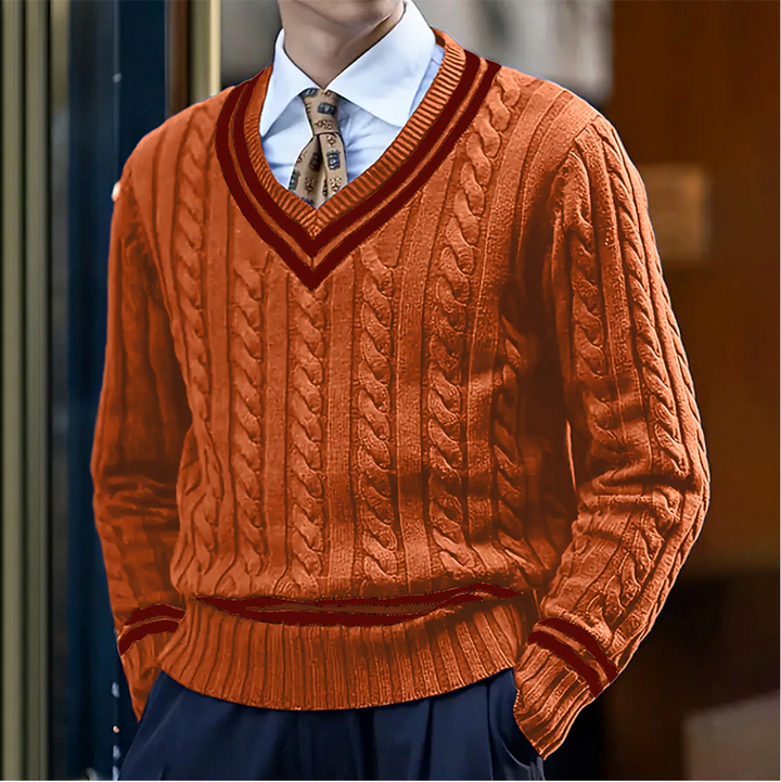 Mens V-Neck Sweater Stylish Knit