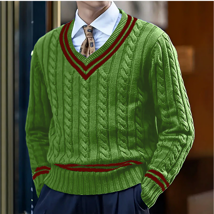 Mens V-Neck Sweater Stylish Knit