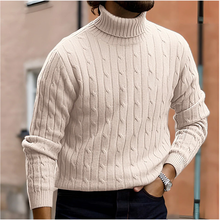 Mens Roll-Neck Sweater Stylish Knit - BritishMode