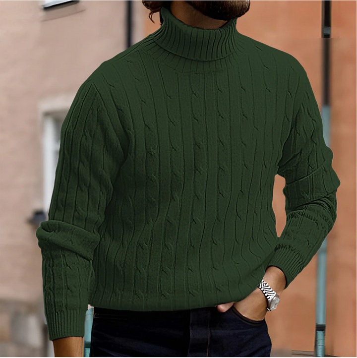 Mens Roll-Neck Sweater Stylish Knit