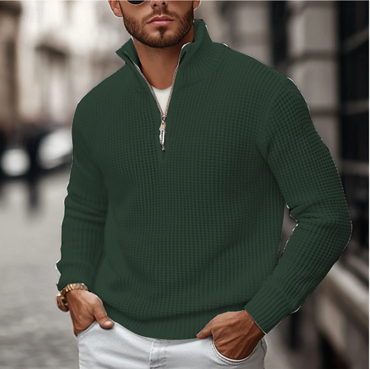 Mens Zip-Up Sweater Knit Casual Fit