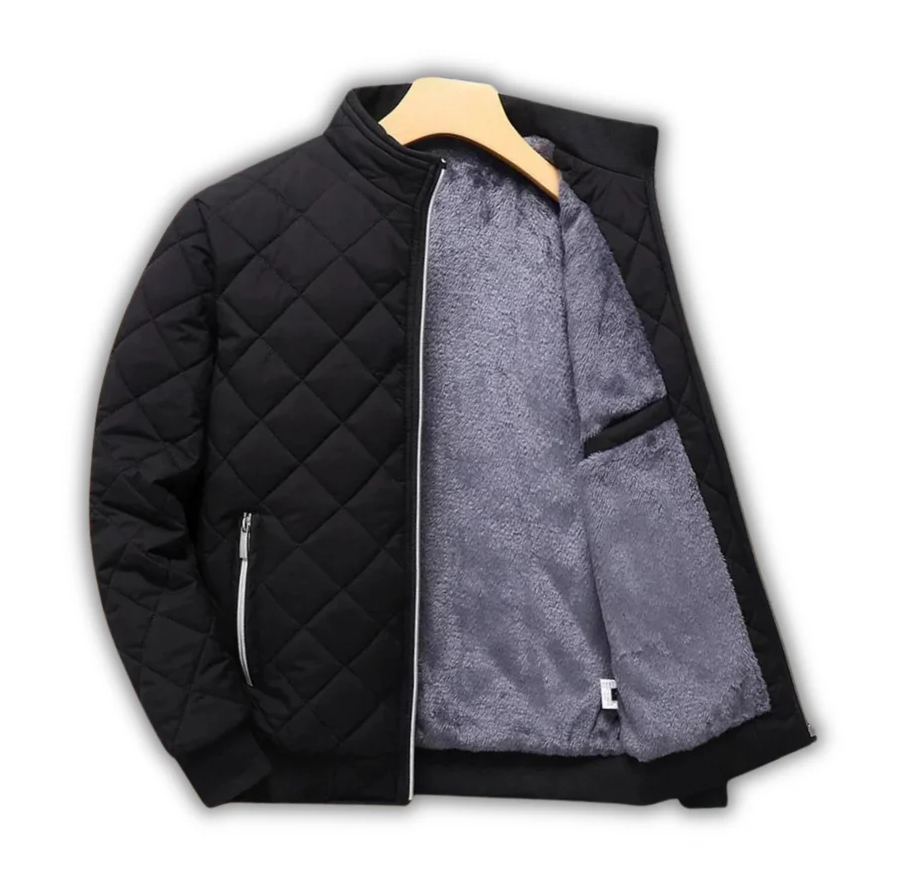 Mens Quilted Jacket with Fleece Lining Regular Fit