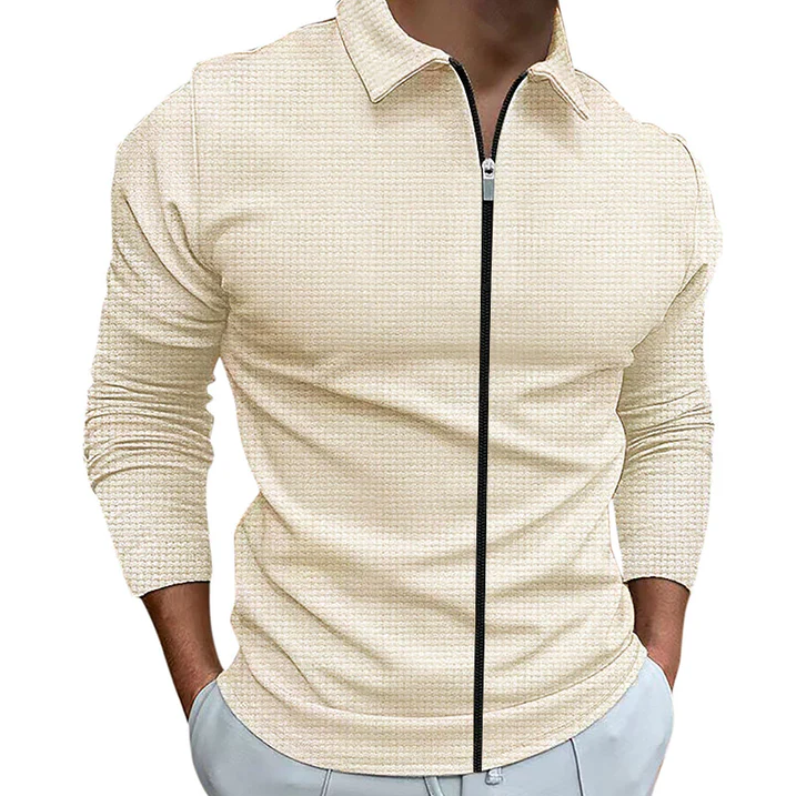 Mens Casual Zip-Up Shirt Relaxed Fit