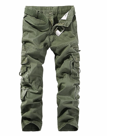 Mens Cargo Pants Cotton Multiple Pockets Relaxed Fit