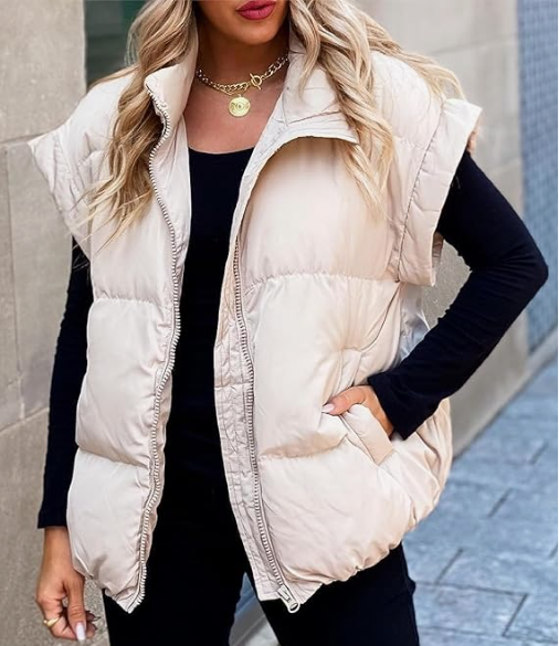 Womens Quilted Sleeveless Vest with Padded Insulation