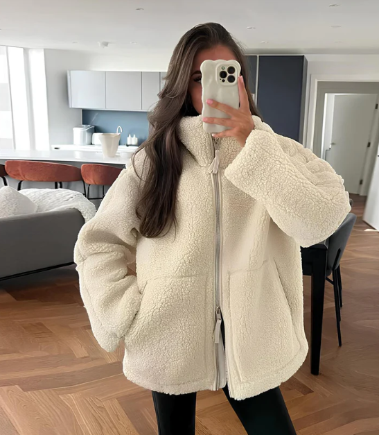 Womens Teddy Jacket with Zipper Cozy Fit - BritishMode