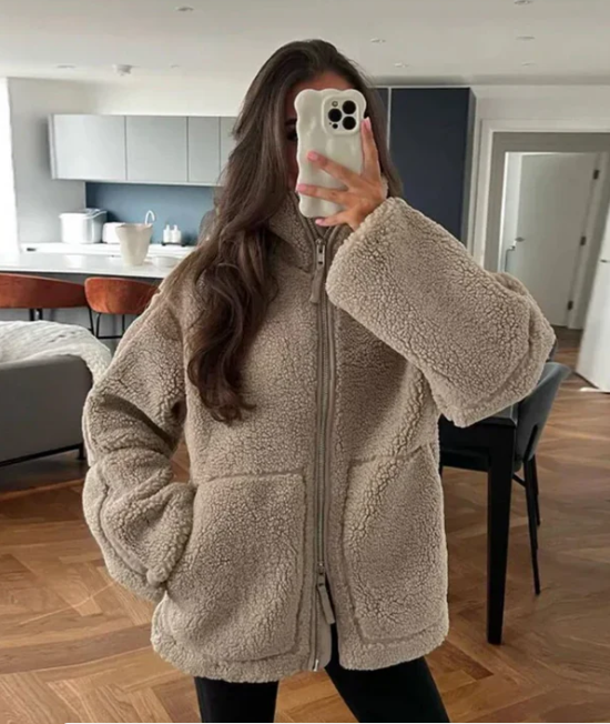 Womens Zip-Up Jacket Soft Fleece Material - BritishMode