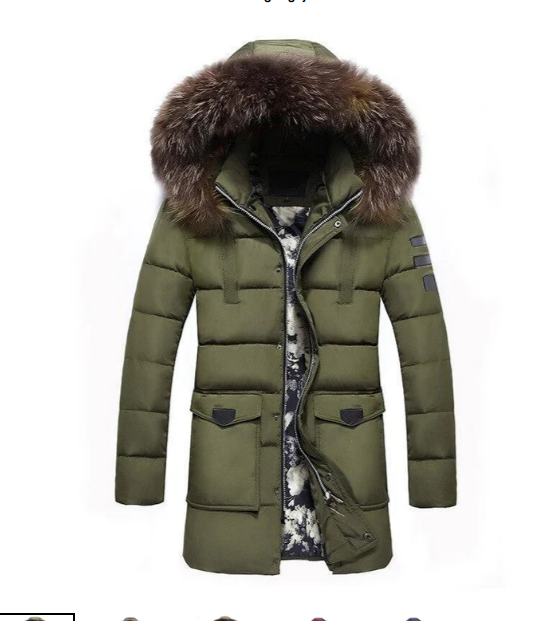 Mens Transitional Jacket with Fur Trim Classic Fit