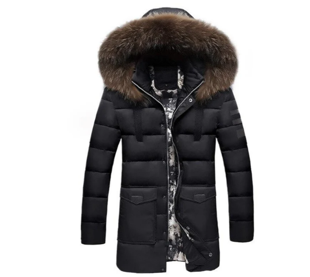 Mens Transitional Jacket with Fur Trim Classic Fit