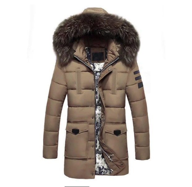Mens Transitional Jacket with Fur Trim Classic Fit